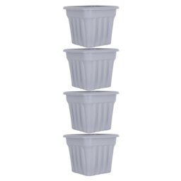 Wham Vista 4 x 49cm Square Plastic Garden Planters Grey Upcycle Grey