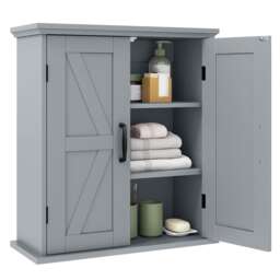 COSTWAY Bathroom Wall Cabinet with 2 Doors