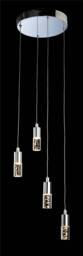 Focus LED 4 Light Cluster Pendant Chrome, Clear Acrylic Bubble Shade