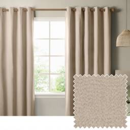 Furn The Ultimate Blackout Textured Woven Eyelet Curtain Pair Cream Natural 1