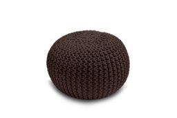 Knitted Pouffe Chunky Round Footstool Ottoman 100% Cotton Handmade Brown