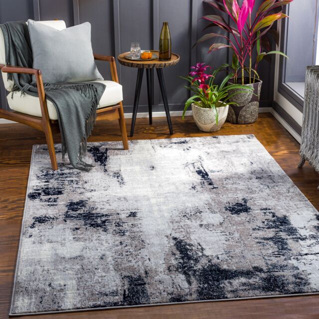 LIVABLISS Wanderlust-Abstract Modern Marble Rug 160 x 220 cm Grey Ivory Blue Burgundy