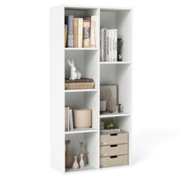 COSTWAY 7 Cube Bookcase Vertical or Horizontal Freestanding Bookshelf White