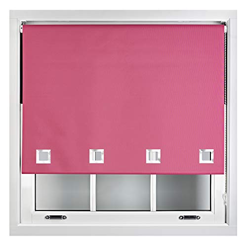 FURNISHED Blackout Roller Blinds with Large Square Eyelets Made to Measure Window Shade Pink Fuchsia (W) 90cm x (L) 165cm