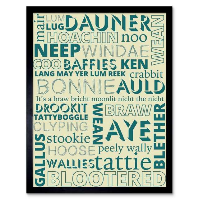 "Scottish Scotland Sayings Words Home Decor 12x16"" Framed Wall Art Print"