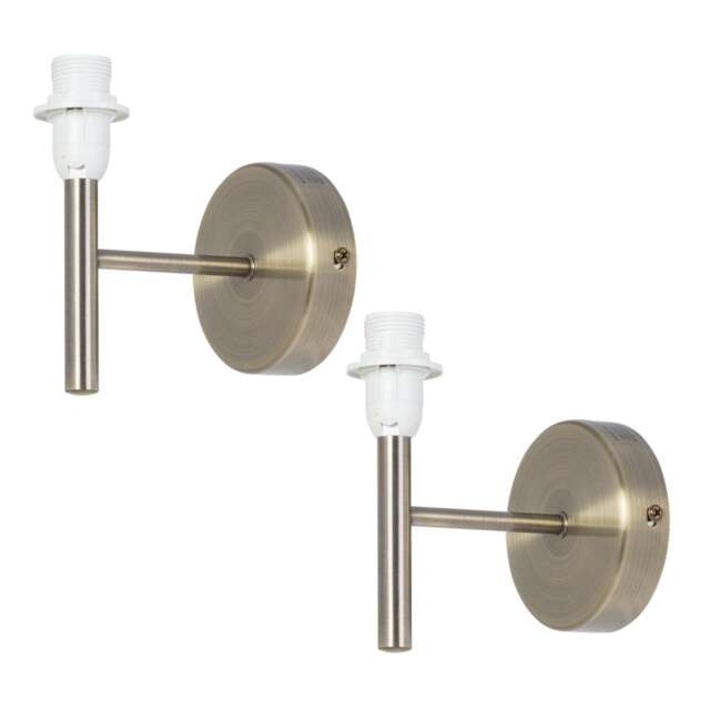 Set of 2 Brea - Antique Brass Wall Light Fittings Only Yellow 2
