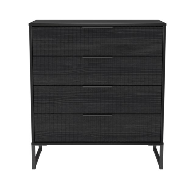 Menai 4 Drawer Chest of Drawers in Black Ash (Ready Assembled) Black Black Ash
