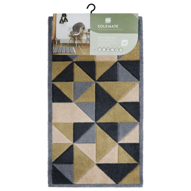 JVL Solemate Hand Carved Machine Washable Door Mat 57x100cm - Trimetric