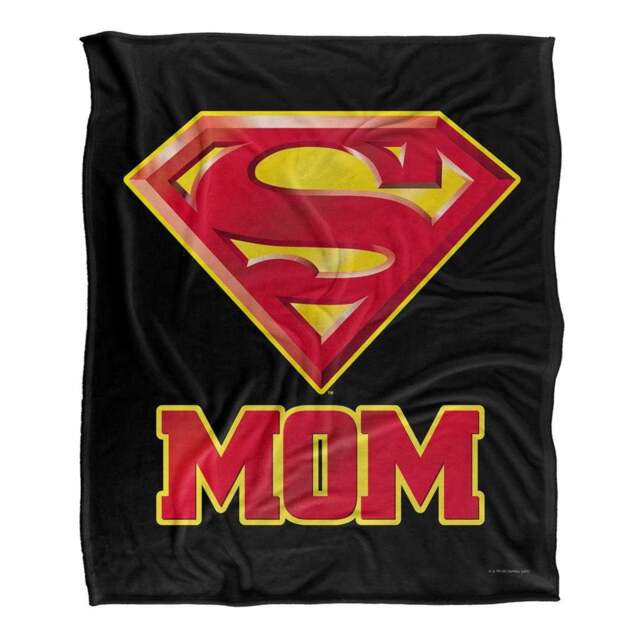 Superman Super Mom Silky Supersoft Blanket Black Black/Red/Yellow One Size 1