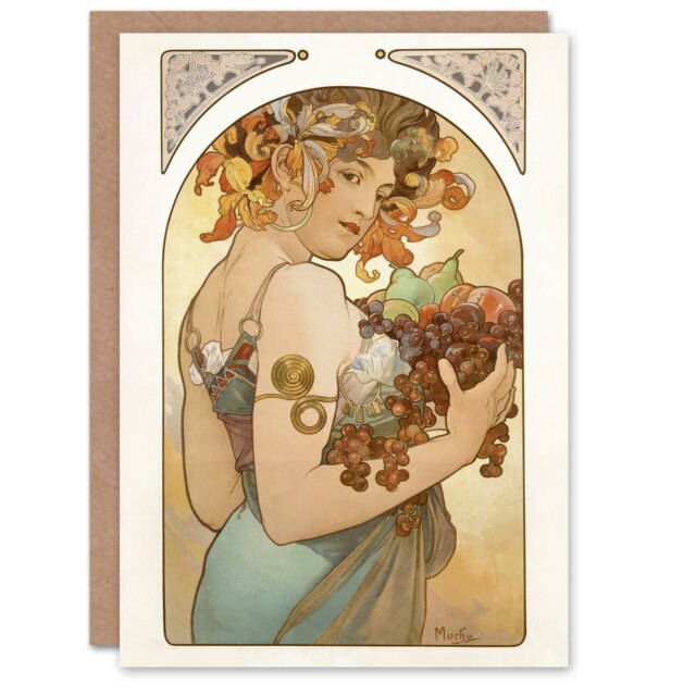Alphonse Mucha Art Card Woman With Fruit Art Nouveau