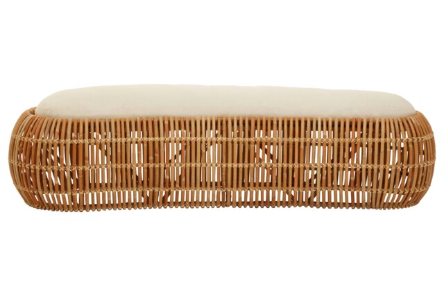 Interiors by Premier Wide Rattan Bean Bench, Rattan Bean Stool for Home, Outdoor, Lounge, Living Room, Unique Curved Rattan Stool Brown Brown