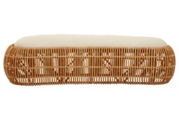Interiors by Premier Wide Rattan Bean Bench, Rattan Bean Stool for Home, Outdoor, Lounge, Living Room, Unique Curved Rattan Stool Brown Brown