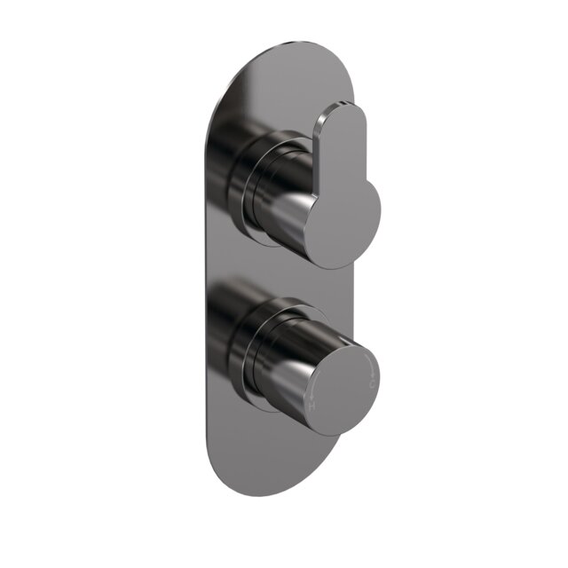 Balterley Pride Round Concealed Twin Thermostatic Shower Valve 1 Outlet Silver Brushed Pewter 1
