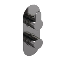 Balterley Pride Round Concealed Twin Thermostatic Shower Valve 1 Outlet Silver Brushed Pewter 1
