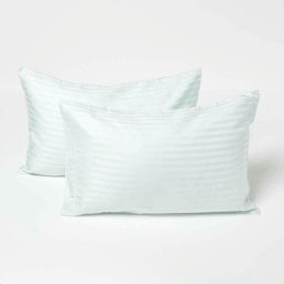 Homescapes Blue Cotton Stripe Kids Pillowcases 40 x 60 cm 330 Thread Count - 2 Pack Blue