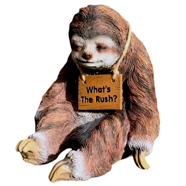 Sleepy Sloth Figurine With 'What's The Rush? Sign Novelty Decoration
