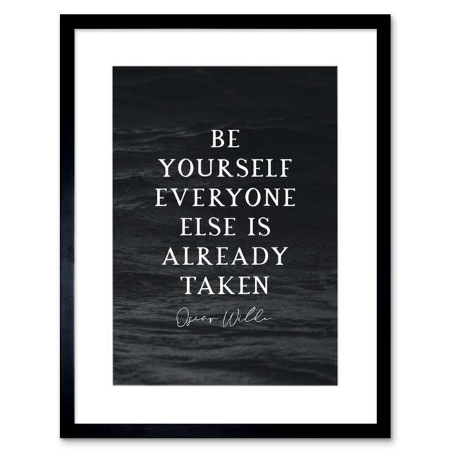 "Slate Quote Oscar Wilde Be Yourself 9x7"" Black Framed Wall Art Print"