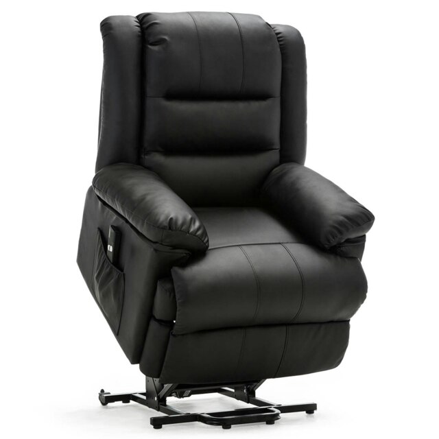 Loxley Single Motor Electric Rise Recliner Bonded Leather Lift Chair (Black)