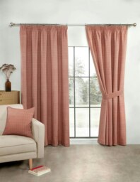 Aztec Pencil Pleat Curtain Pair - Orange - 117cm x 229cm Orange
