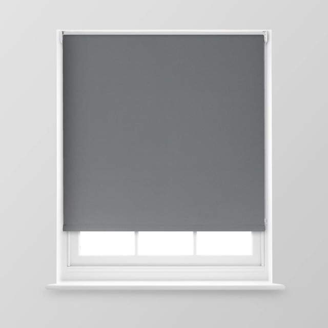 A.Unique Home Premium Trimmable Thermal Blackout Roller Window Blind - 5FT - Charcoal - 150cm (W) x 170cm (L)