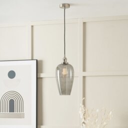 Grey Glass Pendant Ceiling Light with Antique Silver Metal Chain Pendant Grey Grey 1