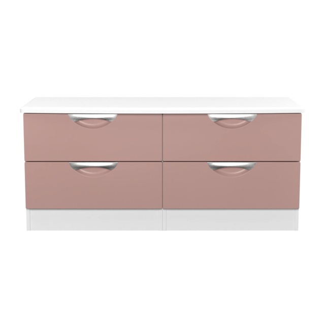 Holborn 4 Drawer Bed Box in Kobe Pink & White (Ready Assembled) Pink Kobe Pink & White