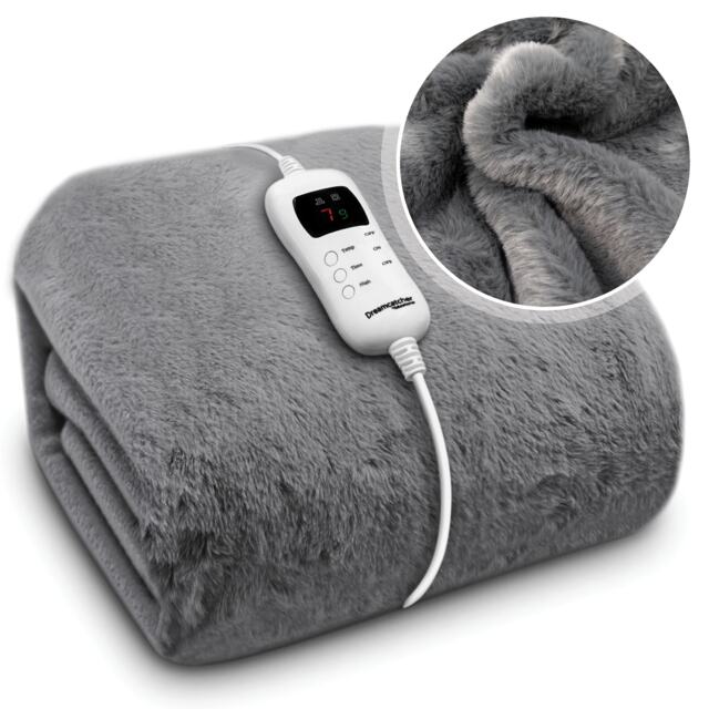 Dreamcatcher Faux Fur Electric Heated Throw Blanket 160x130cm Grey Grey Grey One Size 1