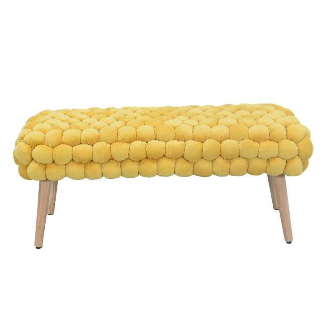 Cushla Bubbly Velvet Large Footstool - Yellow