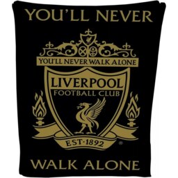 Liverpool FC Fleece Crest Blanket - Black/Gold - One Size