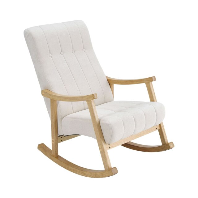 Living and Home Velvet Upholstered Tufting Rocking Chair White