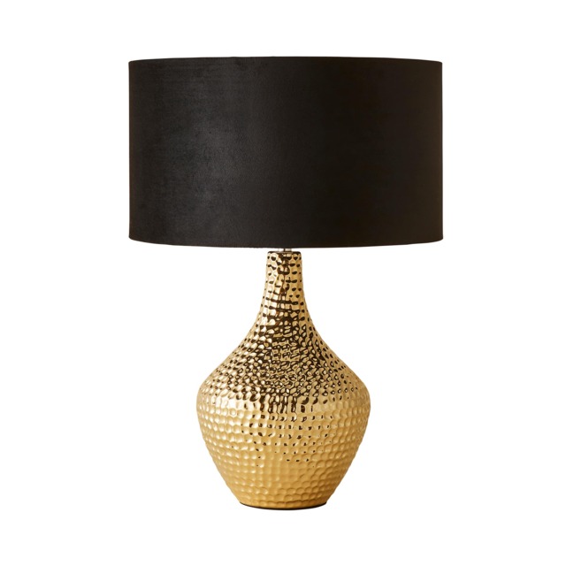 ValueLights Bailey Gold Table Lamp Black Velvet Shade