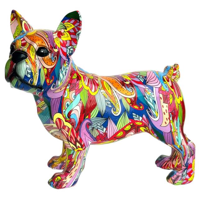 Groovy Art Standing French Bulldog Figurine, Bright Coloured Home Decoration