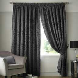 Voli Pencil Pleat Taped Top Lined Curtains - 229cm x 274cm - Charcoal