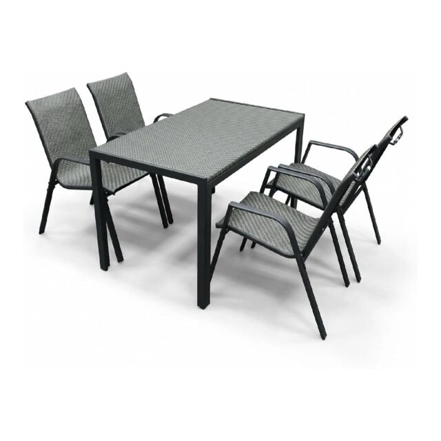 Alivio 5 Piece Outdoor Patio Dining Table Set, Modern Metal Garden Furniture with 4 Chairs for Backyard, Terrace & Balcony