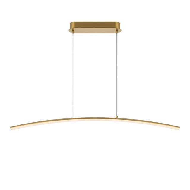 Curve Modern Bar Pendant Ceiling Light Brass 1150lm White Shade