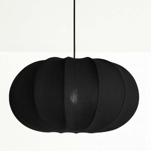 CGC LILA Black Oval Stretch Ribbed Cotton Lampshade