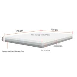 High Density Hard Foam Mattress Firm Support, Breathable, Rolled & Boxed White King-Size(W150cm x L200cm x H24cm) King