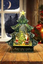Christmas Xmas Scene Globe Lantern with Swirling Water Glittering Music and Lights for Christmas Home Decorations Gifts One Size S