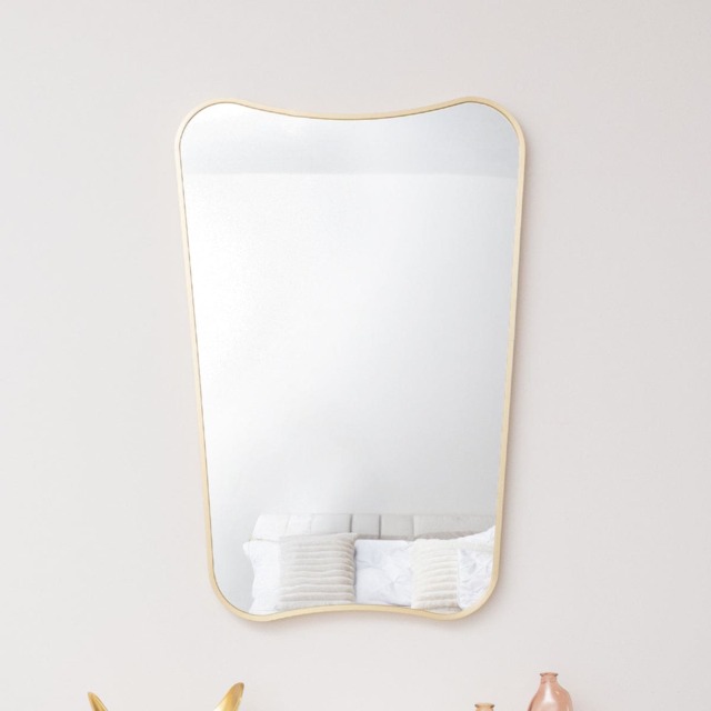Gold Asymmetrical Metal Framed Wall Mirror - 54cm X 80cm
