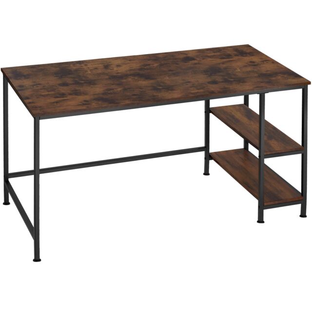 Desk Canton - shelf with 2 storage compartments Brown Industrial wood dark, rustic 120 x 60 x 75,50 cm 1