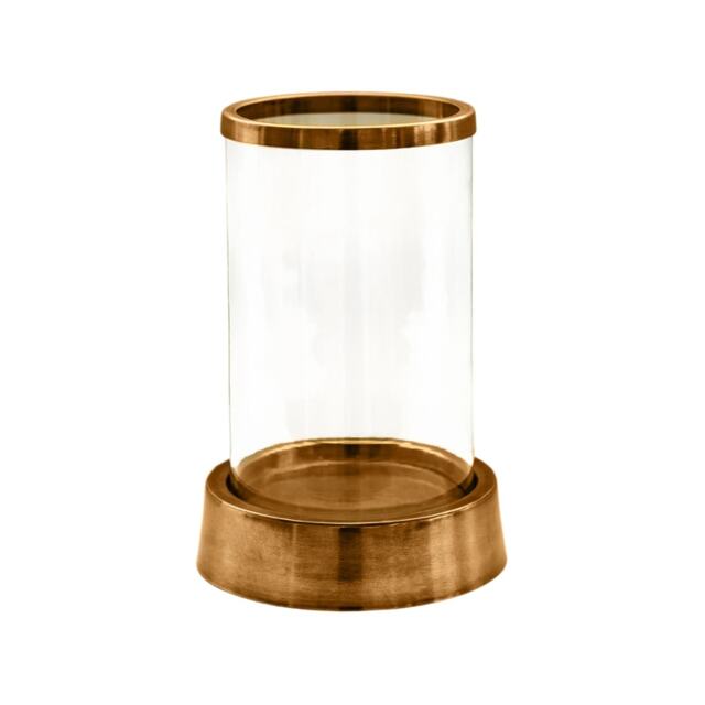 Hampton Hurricane Lantern - Glass/Metal - L24 x W24 x H40 cm - Antique Brass Brown 1