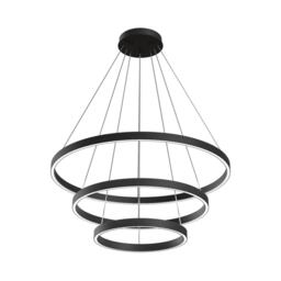 Modern Rim Integrated LED Black 3 Tier Circular Pendant Ceiling Light