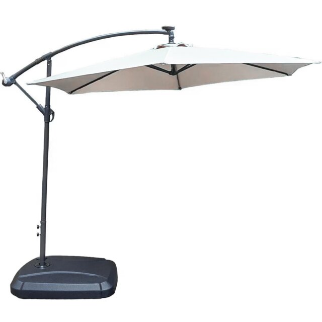 Direct Wicker Cantilever Garden Parasol Outdoor Umbrella Sunshade with Crank Handle, Light Beige Cream
