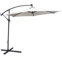 Direct Wicker Cantilever Garden Parasol Outdoor Umbrella Sunshade with Crank Handle, Light Beige Cream