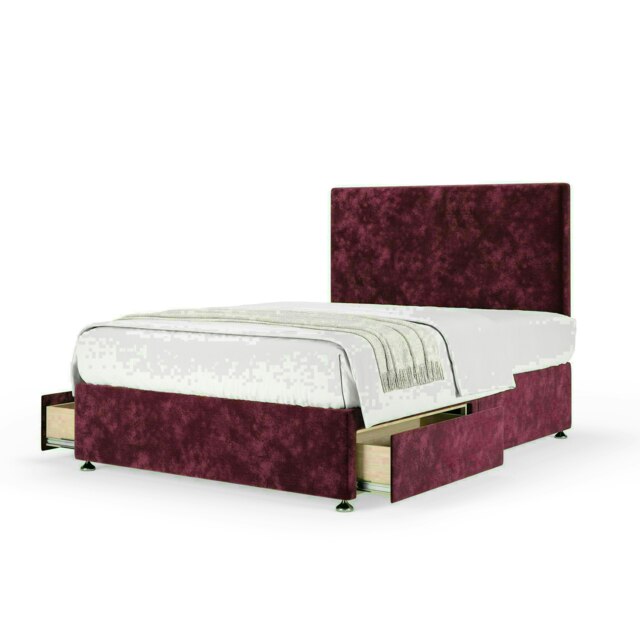 Aubergine Chenille 2 Drawer Divan Base and Valencia Headboard Single