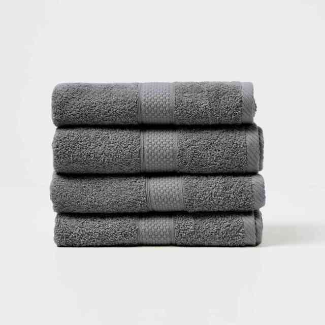 Homescapes Turkish Cotton Hand Towel Set of 4 - Grey Grey Hand towel 4