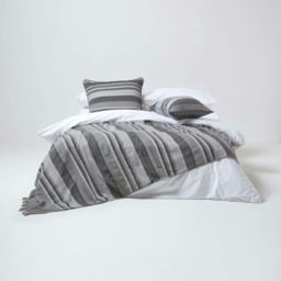 Homescapes Cotton Morocco Striped Grey Throw - 150 x 200 cm