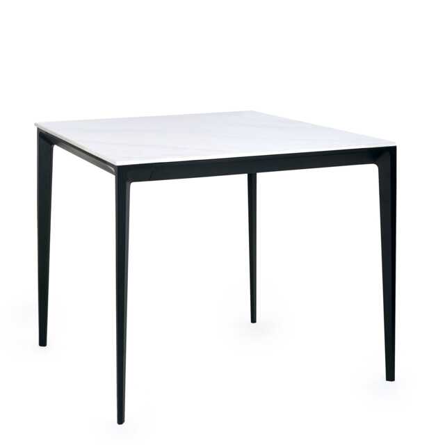 Premium Marbella 80cm Square Stone Top Dining Table - White Marble
