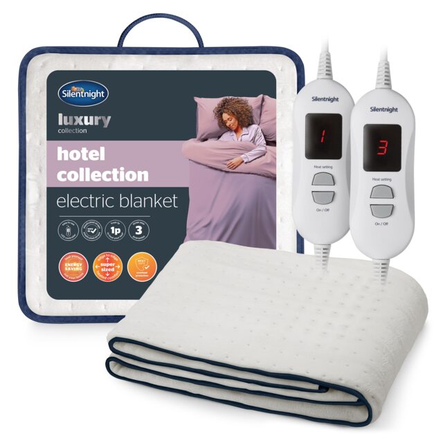 Silentnight Hotel Collection Electric Blanket, 3 Heat Settings, Overheat Protection, Easy Fit, Super King