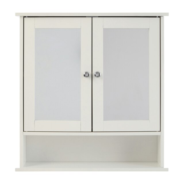 Interiors By Premier Spacious Bathroom Cabinet With Mirrored Doors, Elegant Bathroom Wall Cabinet, Sleek Cabinet For Washroom White